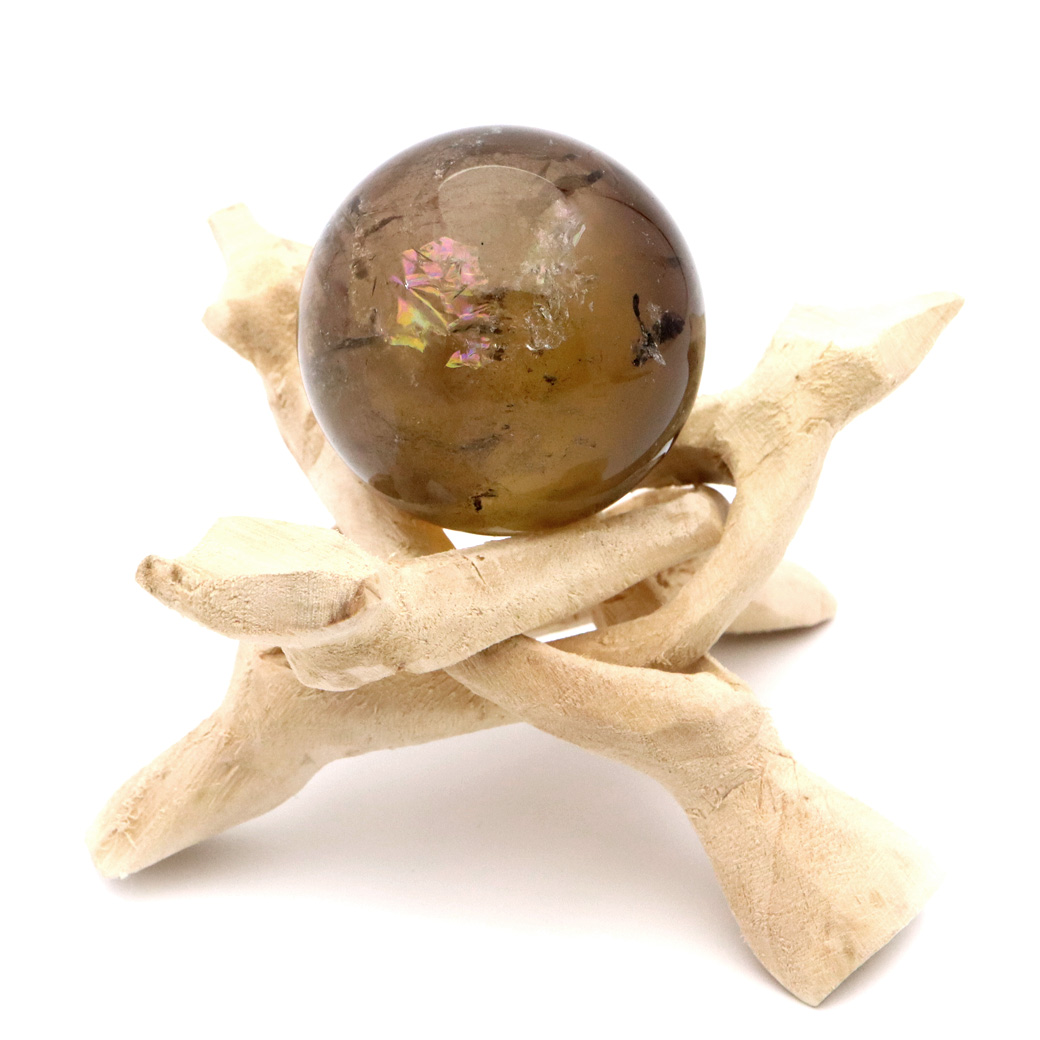 シトリン 非加熱 丸玉 黄水晶 ブラジル産 直径約41mm ナチュラルカラー  木製台座付き 1点もの スフィア 11月 誕生石 置き物