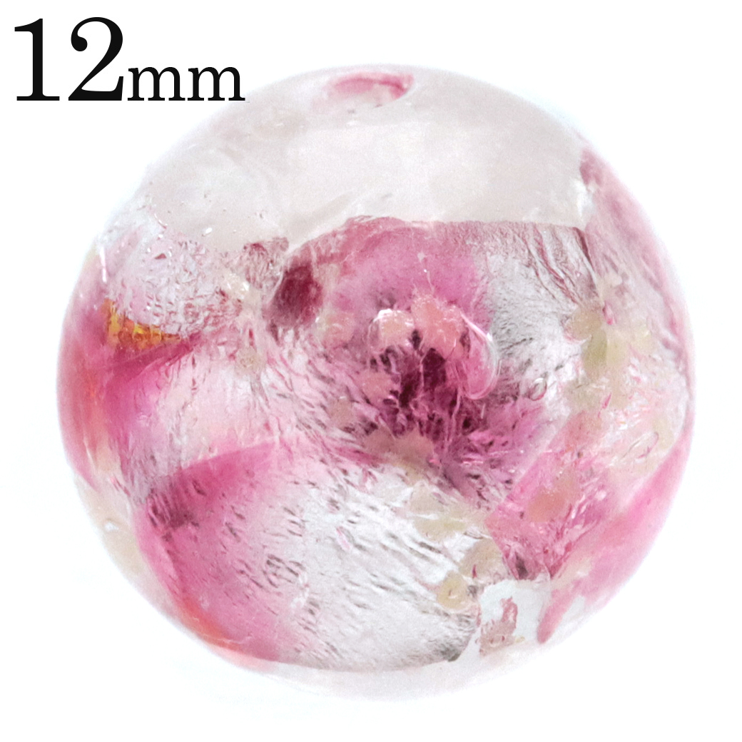 ホタルガラス 光る クリア ピンク ビーズ 粒売り 1粒 12mm 透明 桃色 蓄光 夜光 とんぼ玉 ほたる 蛍 トンボ玉