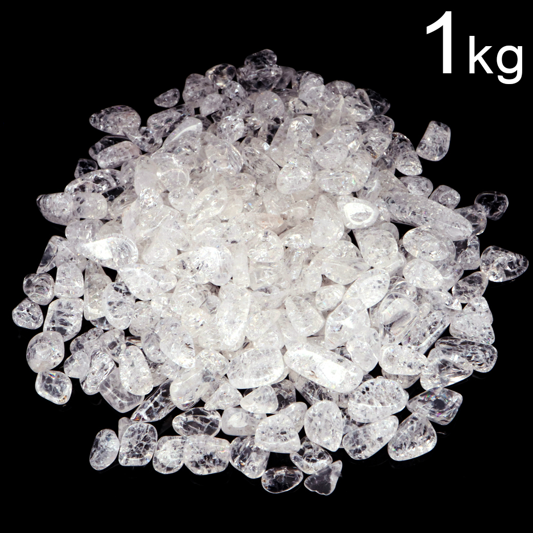 クラック 水晶 爆裂水晶 ホワイト 1kg まとめ売り お得 白色 カラー 飾り石 業務用 さざれ石 本物 ネイルパーツ 材料 レジンパーツ
