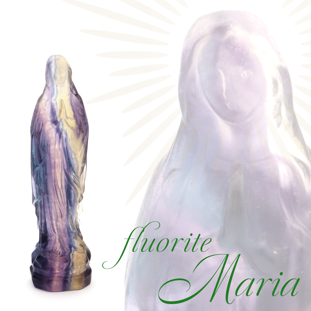 フローライト マリア像 聖母 マリア 1個売り パワーストーン レインボー 蛍石 ほたるいし 天然石 彫刻 オブジェ インテリア ヒーリング