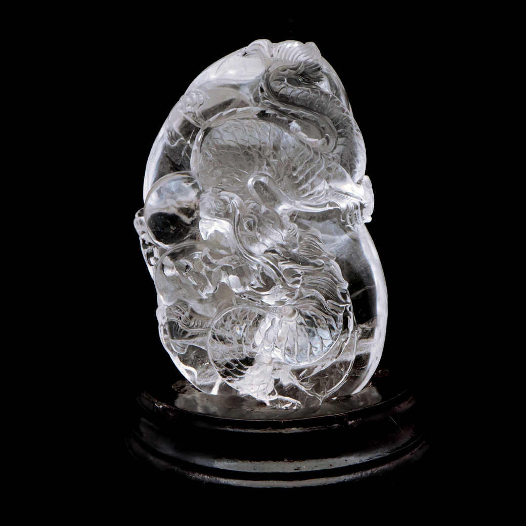 天然水晶 手彫り 1kg 龍 置物 台座付き 風水 クリスタル Crystal Dragon 1点 彫刻