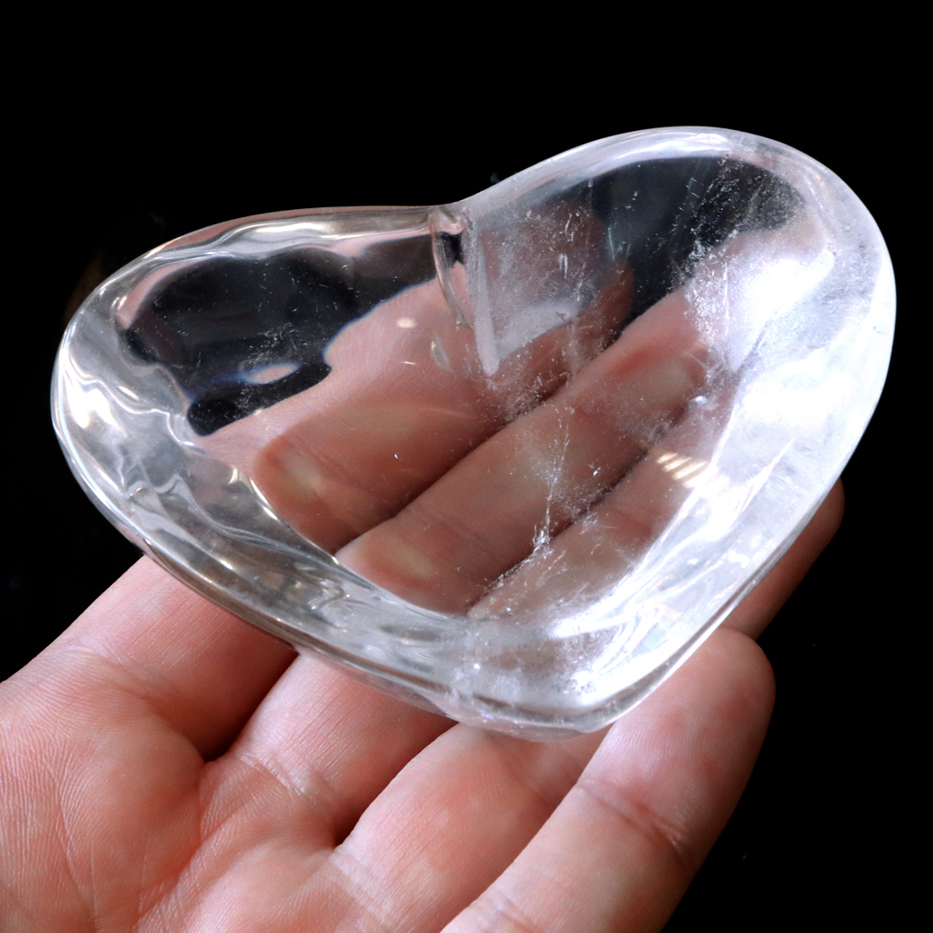 水晶 お皿 浄化皿 受け皿 ハート型 プレート クリスタルクォーツ ブラジル産 癒し ヒーリング 浄化 天然石 パワーストーン
