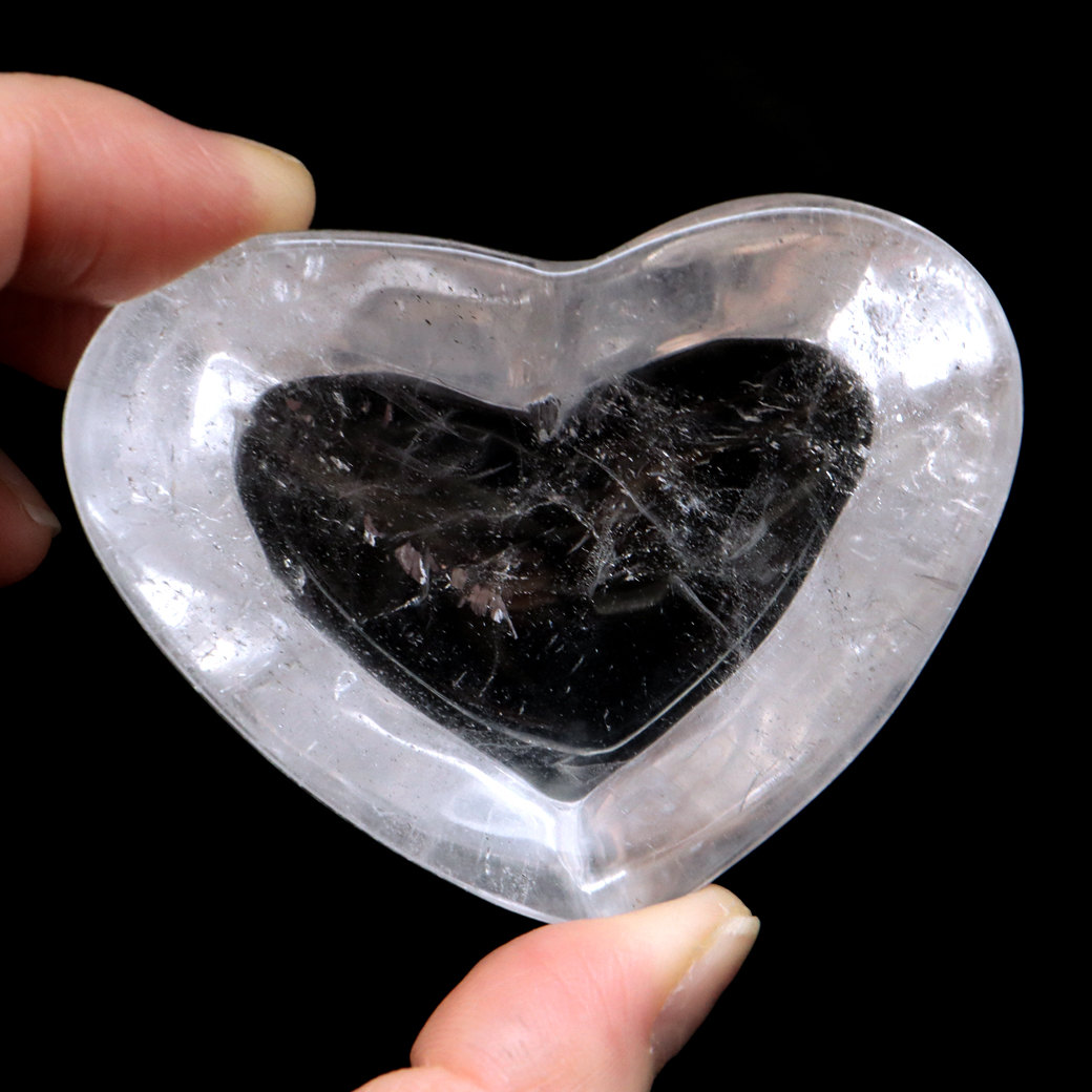 水晶 お皿 虹入り 浄化皿 受け皿 ハート型 96g プレート クリスタルクォーツ ブラジル産 癒し ヒーリング 浄化 天然石