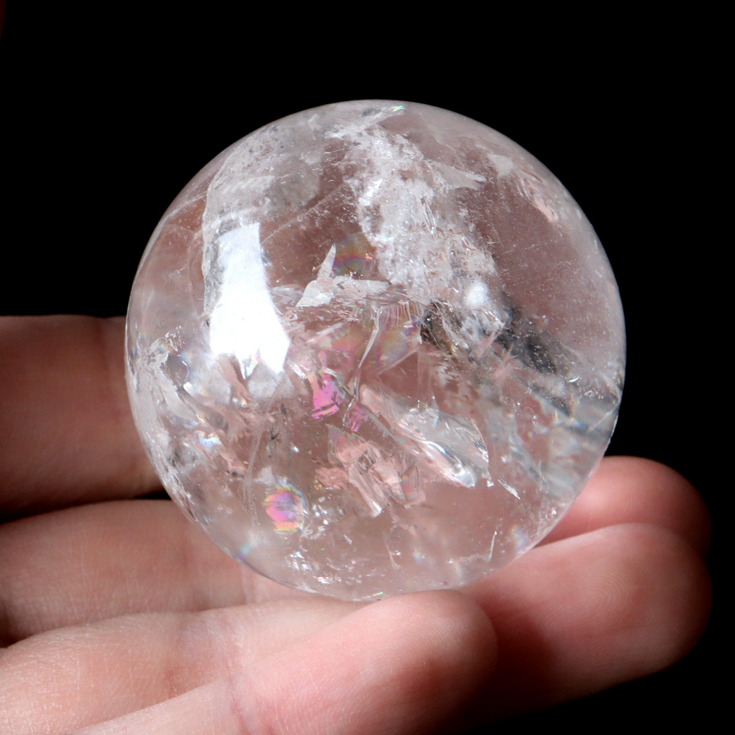 レムリアンシード 水晶 丸玉 台座付き 直径47mm 1点もの AAA 虹入り レインボー 天然石 ブラジル ミナスジェライス州 