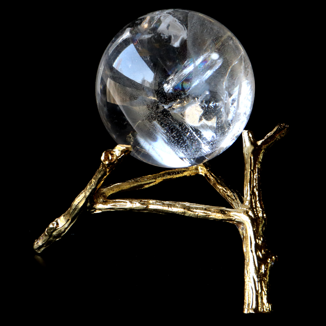 レムリアンシード 水晶 丸玉 台座付き 1点もの AAA 虹入り レインボー 天然石 ブラジル バイーア州産 証明書付き ヒーリング