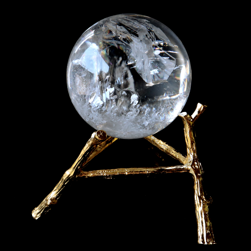 レムリアンシード 水晶 丸玉 台座付き 1点もの AAA 虹入り レインボー 天然石 ブラジル バイーア州産 証明書付き ヒーリング