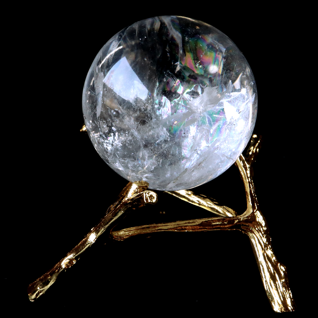 レムリアンシード 水晶 丸玉 台座付き 1点もの AAA 虹入り レインボー 天然石 ブラジル バイーア州産 証明書付き ヒーリング