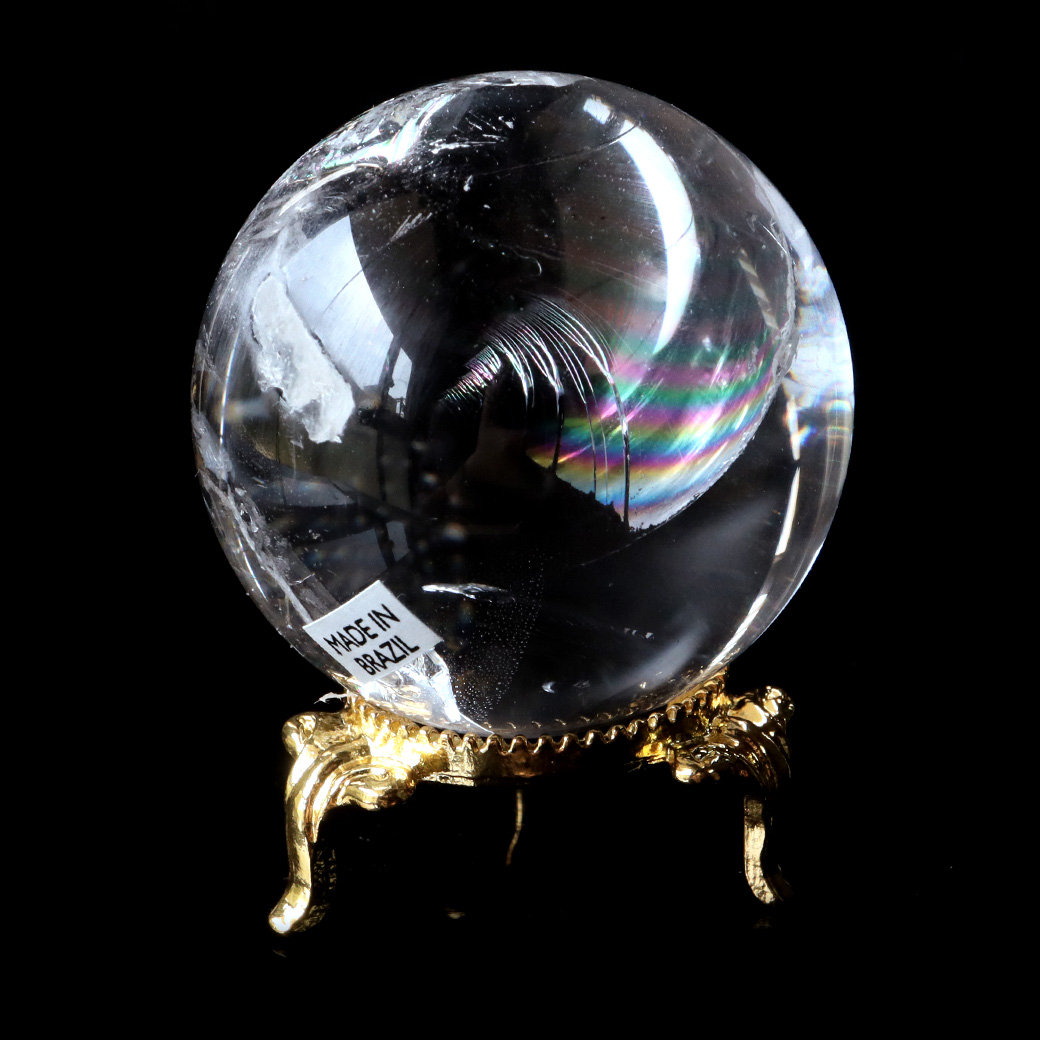 レムリアンシード 水晶 丸玉 台座付き 1点もの AAAAA 虹入り レインボー 天然石 ブラジル バイーア州産 証明書付き ヒーリング