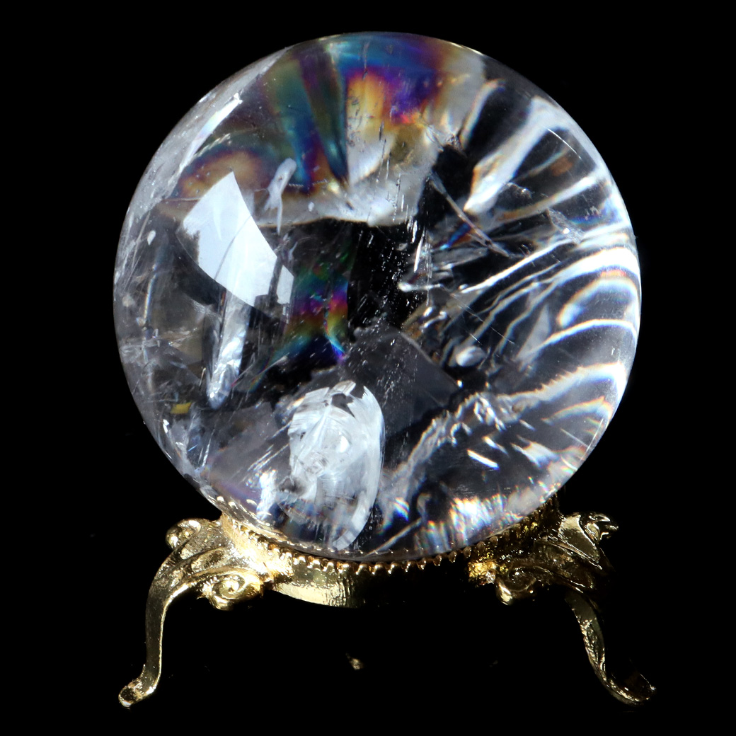 レムリアンシード 水晶 丸玉 台座付き 1点もの AAAAA 虹入り レインボー 天然石 ブラジル バイーア州産 証明書付き ヒーリング