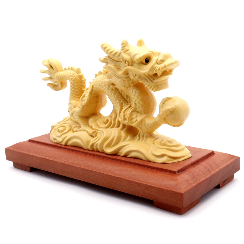 干支 たつ 辰 置き物 龍 柘植 木彫り 龍神 開運 2024年 干支飾り 商売繁盛 運気上昇 玄関 彫刻 正月 新年 縁起物 彫り物 竜 辰年