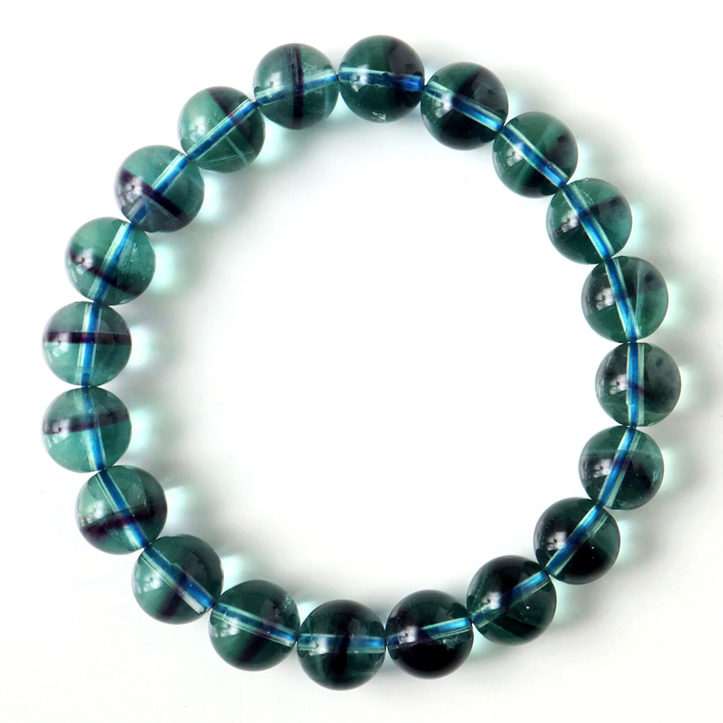 高品質 ファントム フローライト ブルーグリーン ブレスレット 蛍石 ほたるいし