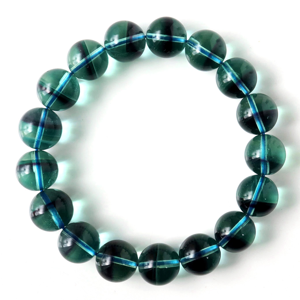 高品質 ファントム フローライト ブルーグリーン ブレスレット 蛍石 ほたるいし