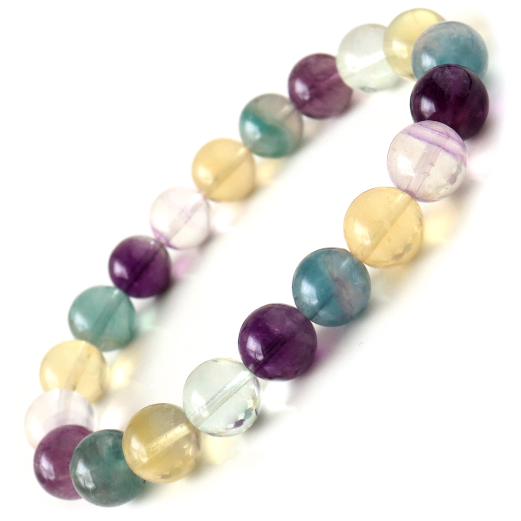 フローライト ブレスレット 9.5mm マルチカラー 蛍石 天然石 パワーストーン