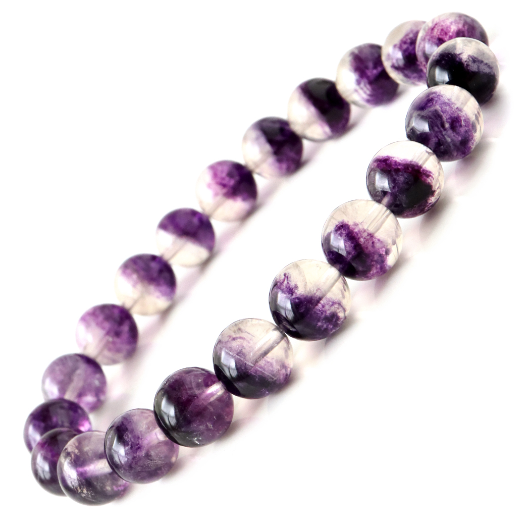 フローライト パープル ファントム ブレスレット 8.5mm 蛍石 天然石 パワーストーン 1点物
