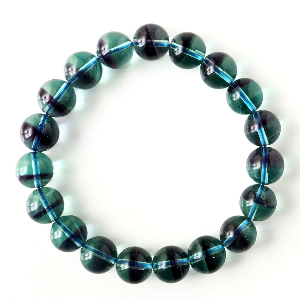 高品質 ファントム フローライト ブルーグリーン ブレスレット 蛍石 ほたるいし