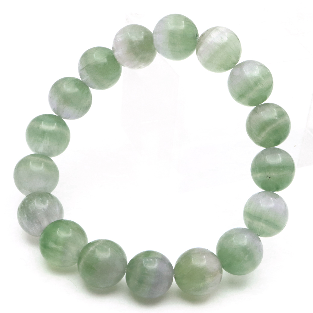 グリーン フローライト ブレスレット 12mm バイカラー 蛍石 天然石 パワーストーン 1点物