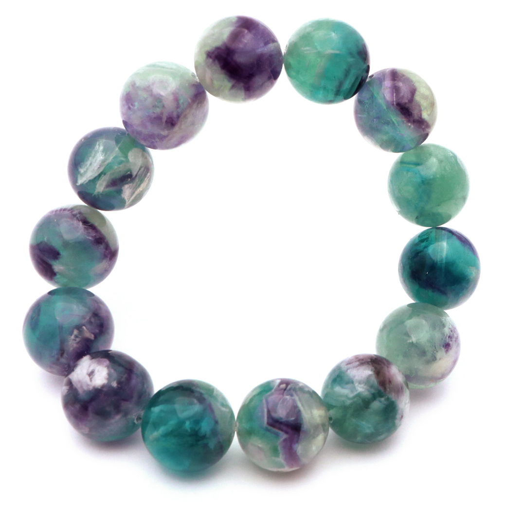 エンジェルフェザー フローライト ブレスレット 14.5mm 1点物 蛍石