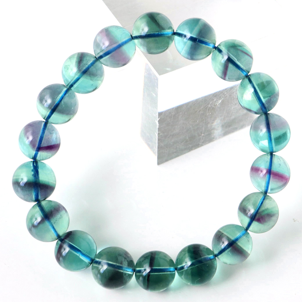 高品質 ファントム フローライト ブルーグリーン ブレスレット 蛍石 ほたるいし
