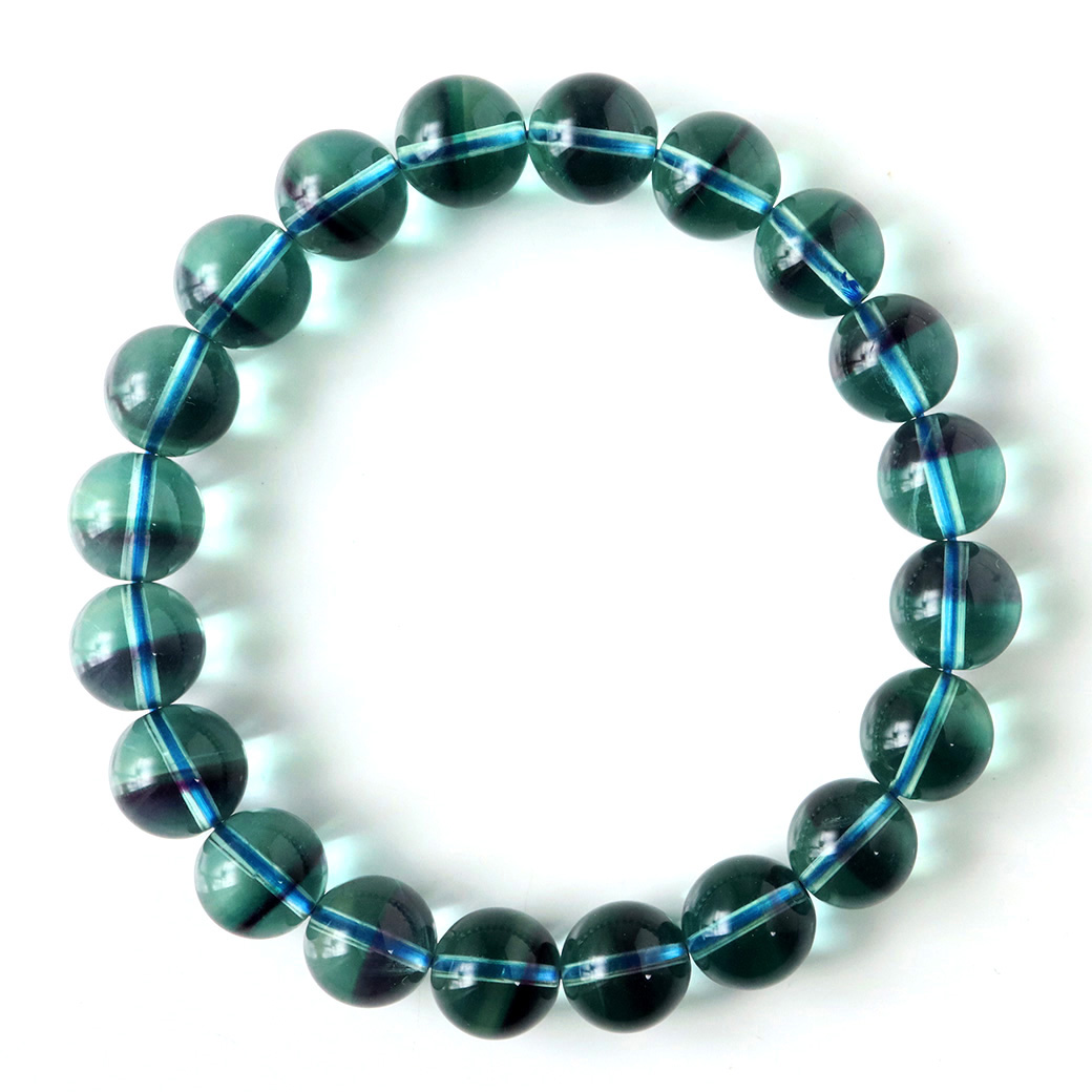 高品質 ファントム フローライト ブルーグリーン ブレスレット 蛍石 ほたるいし