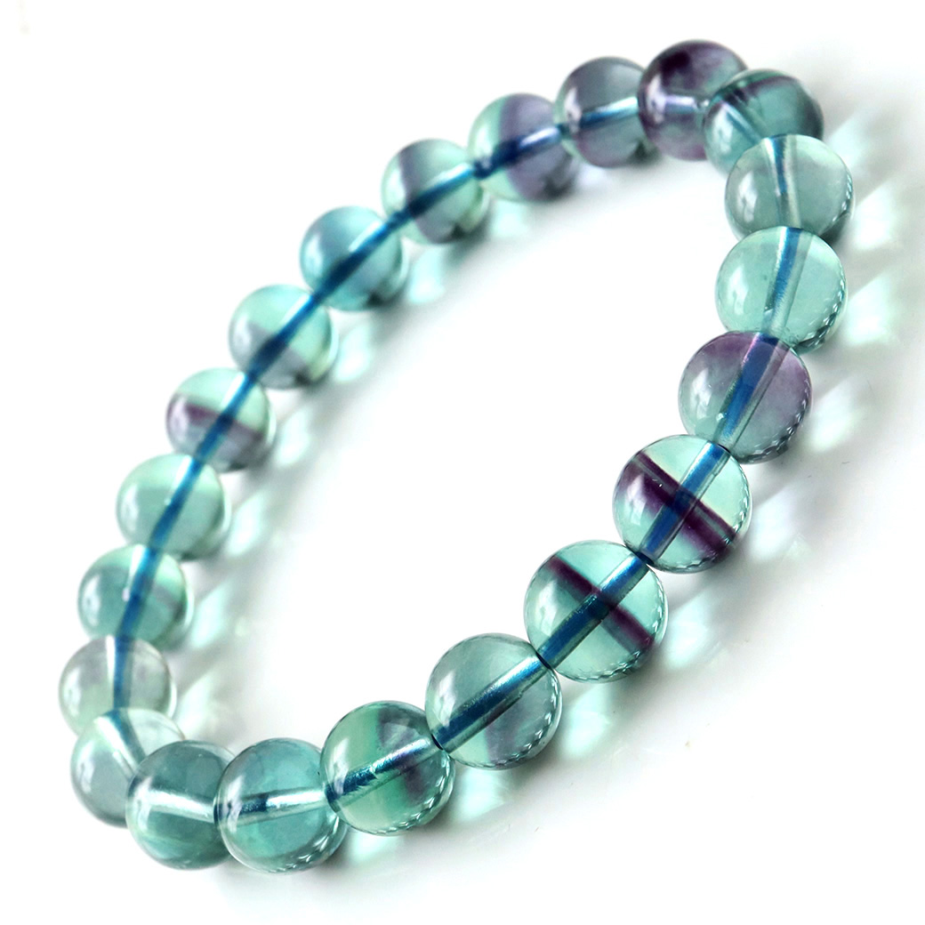 高品質 ファントム フローライト ブルーグリーン ブレスレット 蛍石 ほたるいし