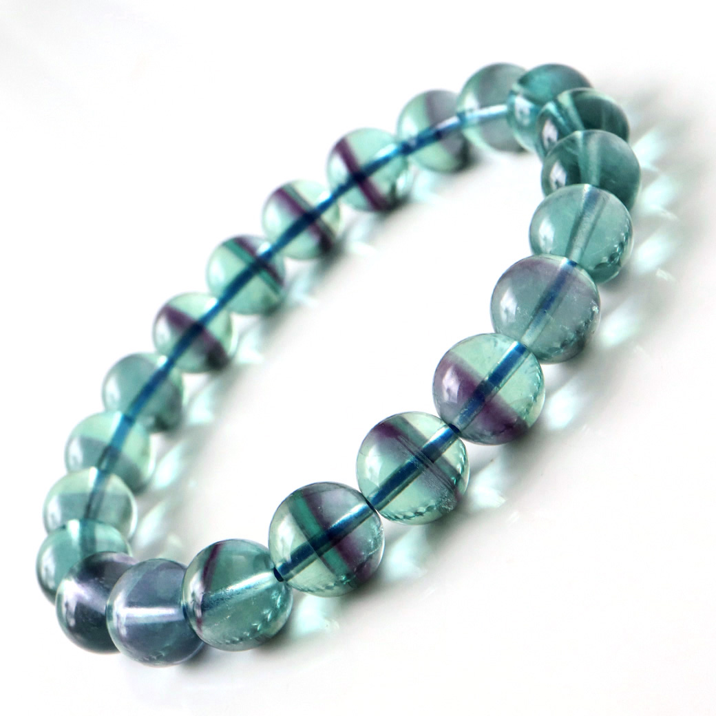 高品質 ファントム フローライト ブルーグリーン ブレスレット 蛍石 ほたるいし