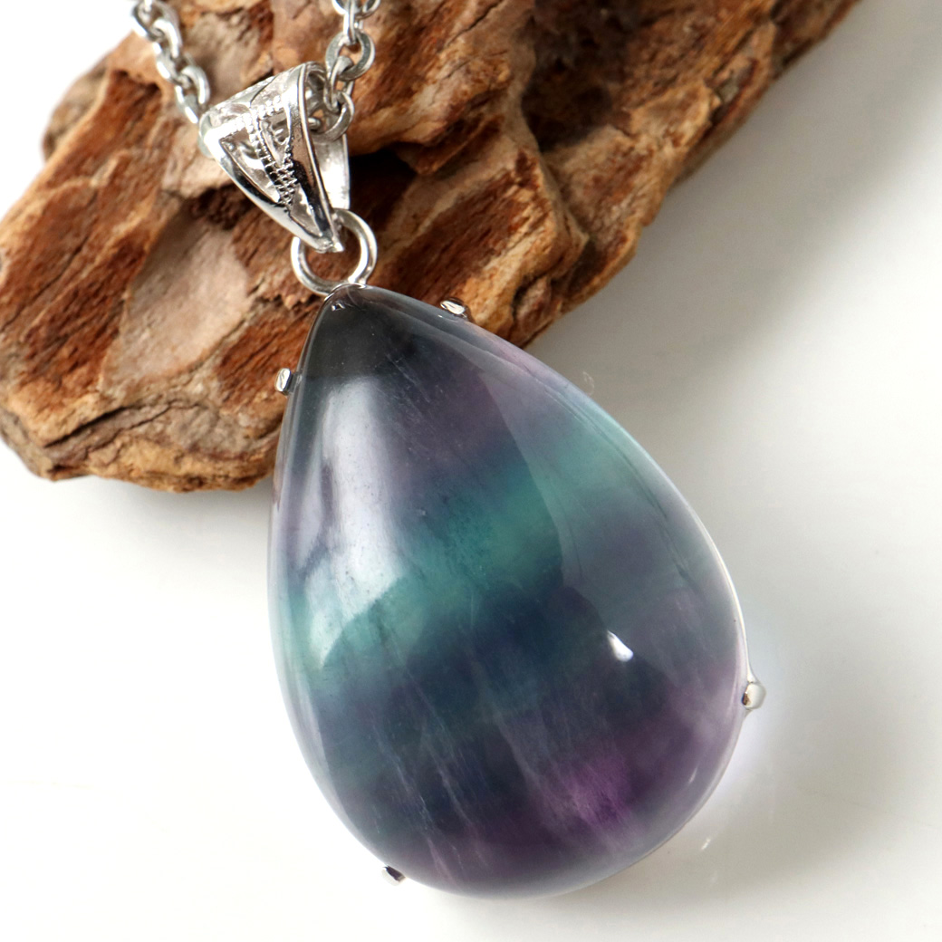 フローライト ネックレス Silver925 天然石 1点物 ペンダント 蛍石 マルチカラー