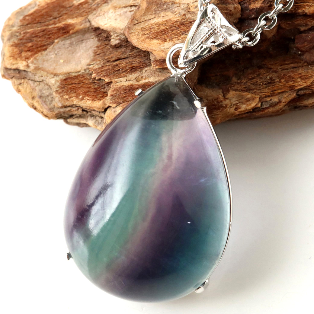 フローライト ネックレス Silver925 天然石 1点物 ペンダント 蛍石 マルチカラー