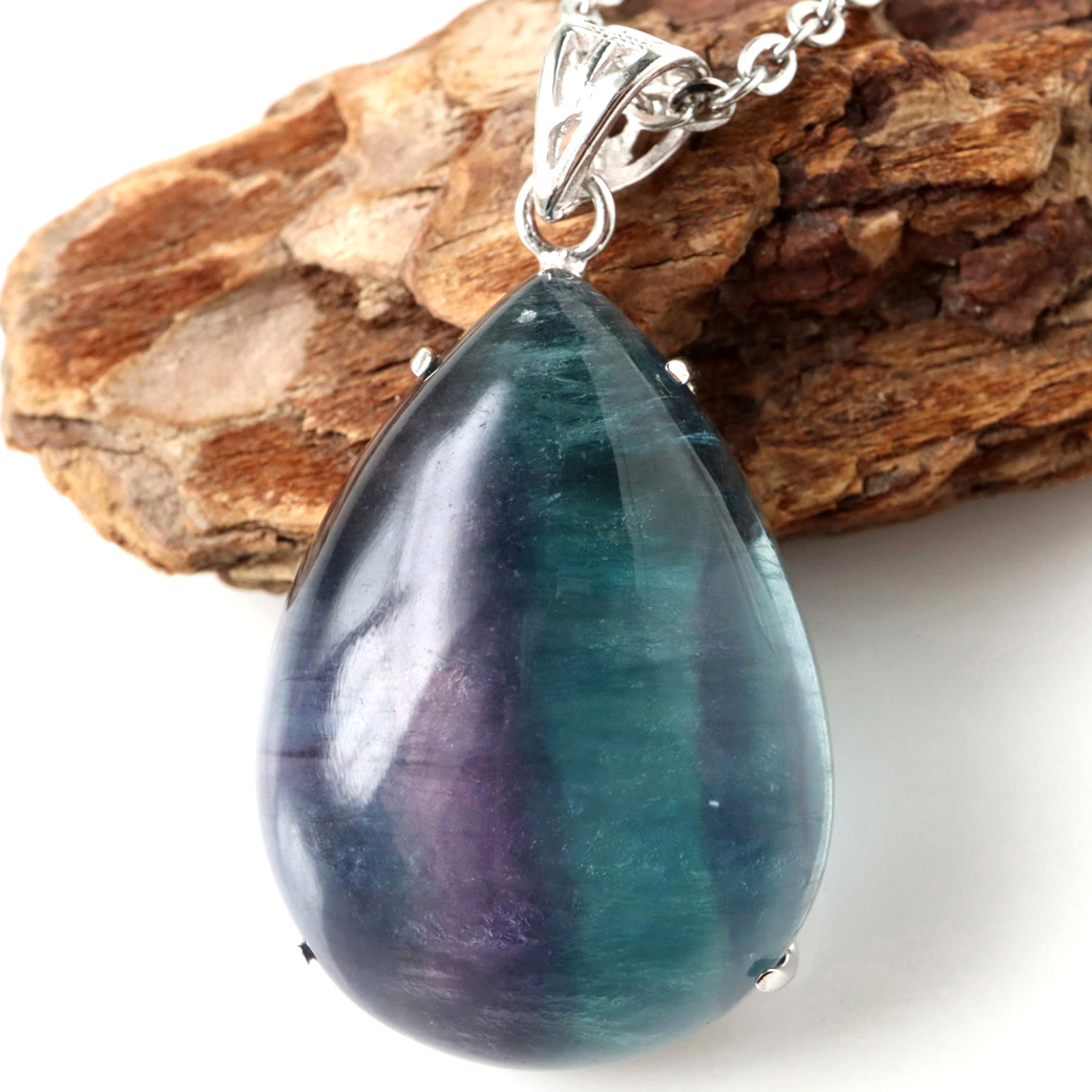 フローライト ネックレス Silver925 天然石 1点物 ペンダント 蛍石 マルチカラー