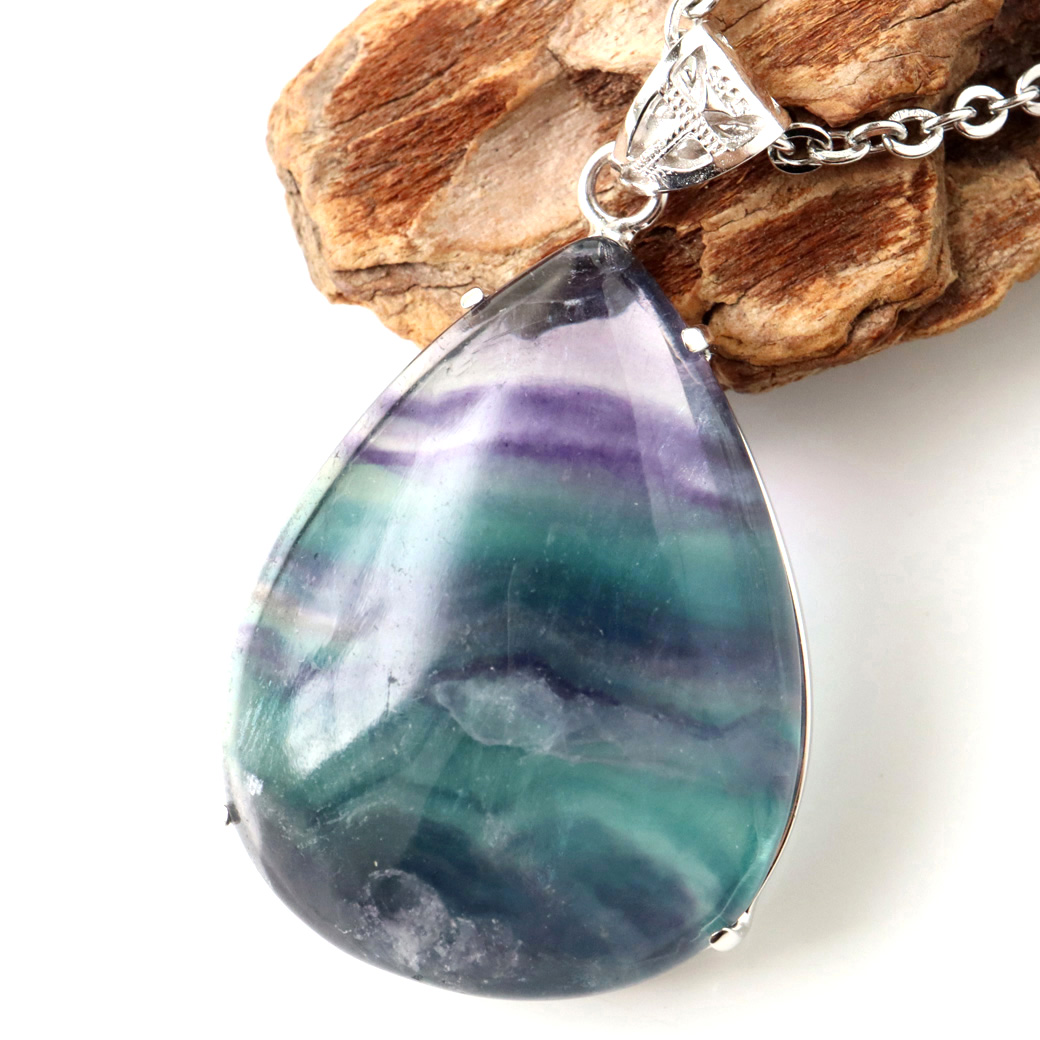 フローライト ネックレス Silver925 天然石 1点物 ペンダント 蛍石 マルチカラー