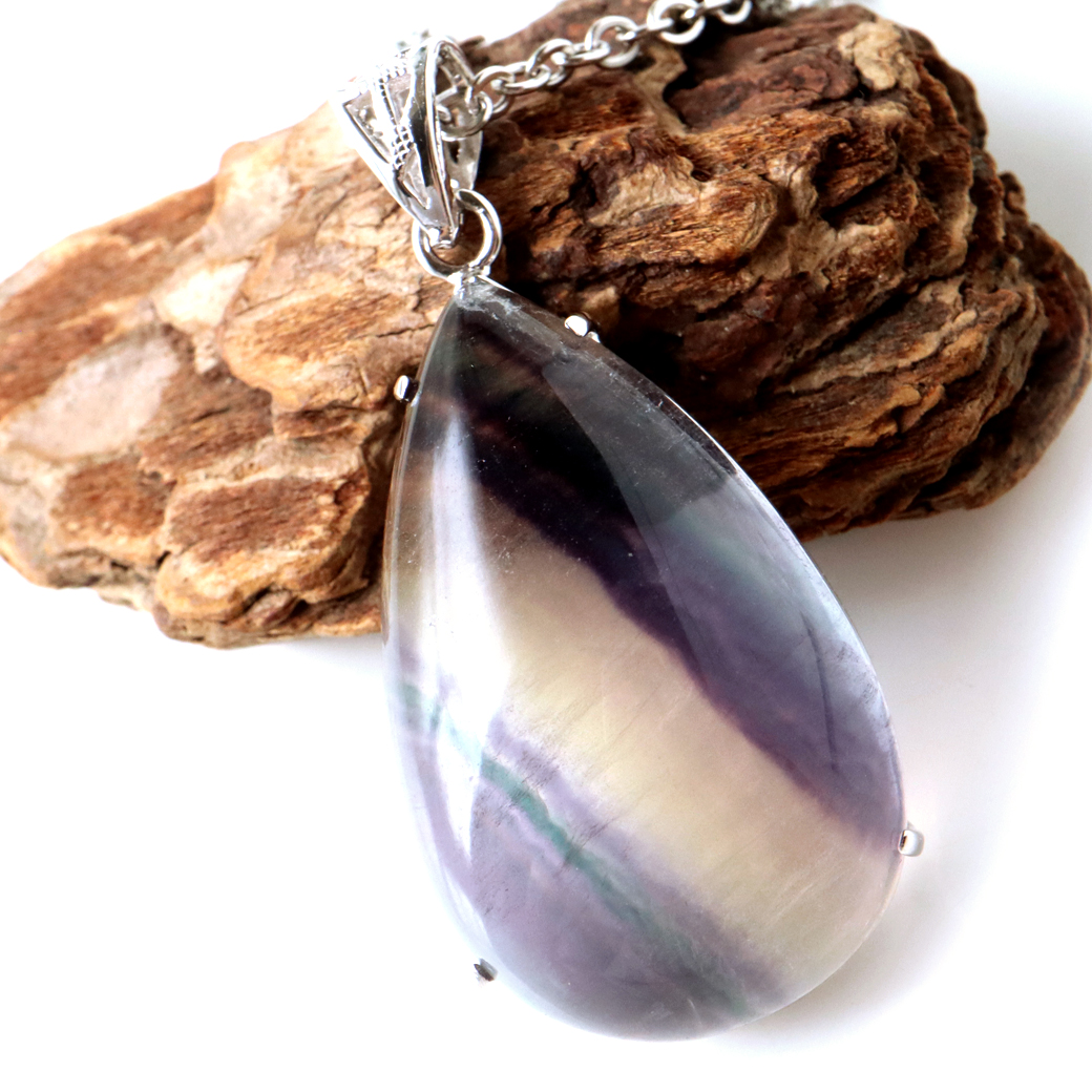 フローライト ネックレス Silver925 天然石 1点物 ペンダント 蛍石 マルチカラー