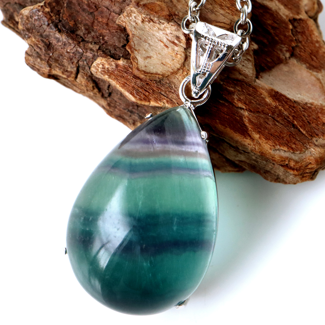 フローライト ネックレス Silver925 天然石 1点物 ペンダント 蛍石 マルチカラー