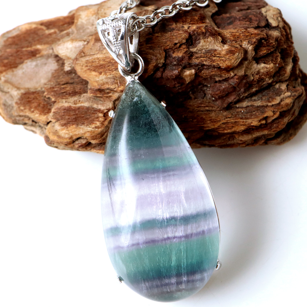 フローライト ネックレス Silver925 天然石 1点物 ペンダント 蛍石 マルチカラー