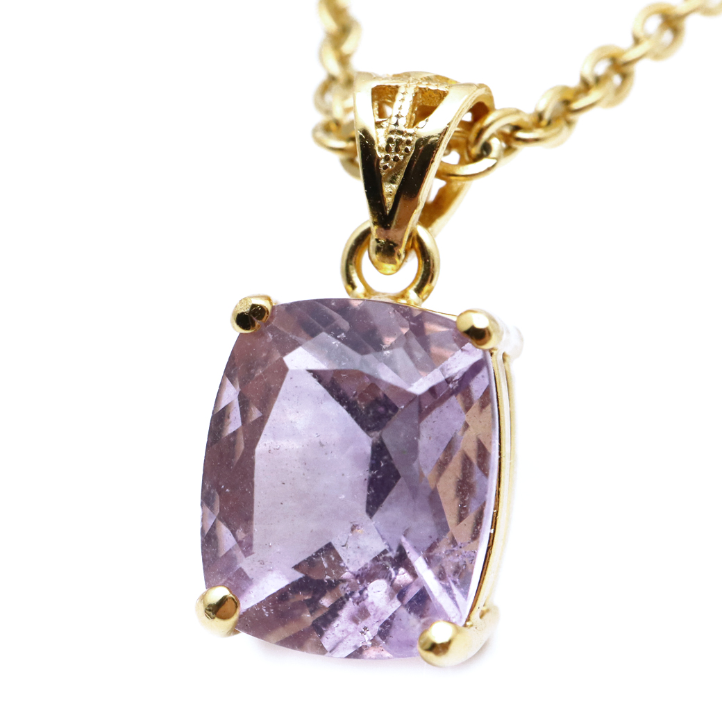 フローライト ペンダント 宝石質 パープル 紫 スクエア 天然石 ネックレス Silver925 1点物 蛍石 