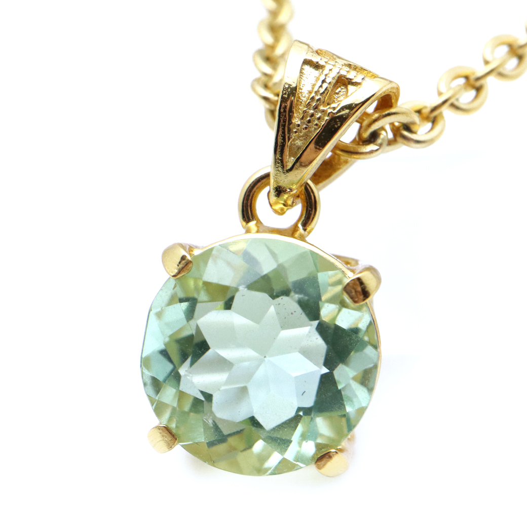 フローライト ペンダント 宝石質 グリーン ラウンド 天然石 ネックレス Silver925 1点物 蛍石 