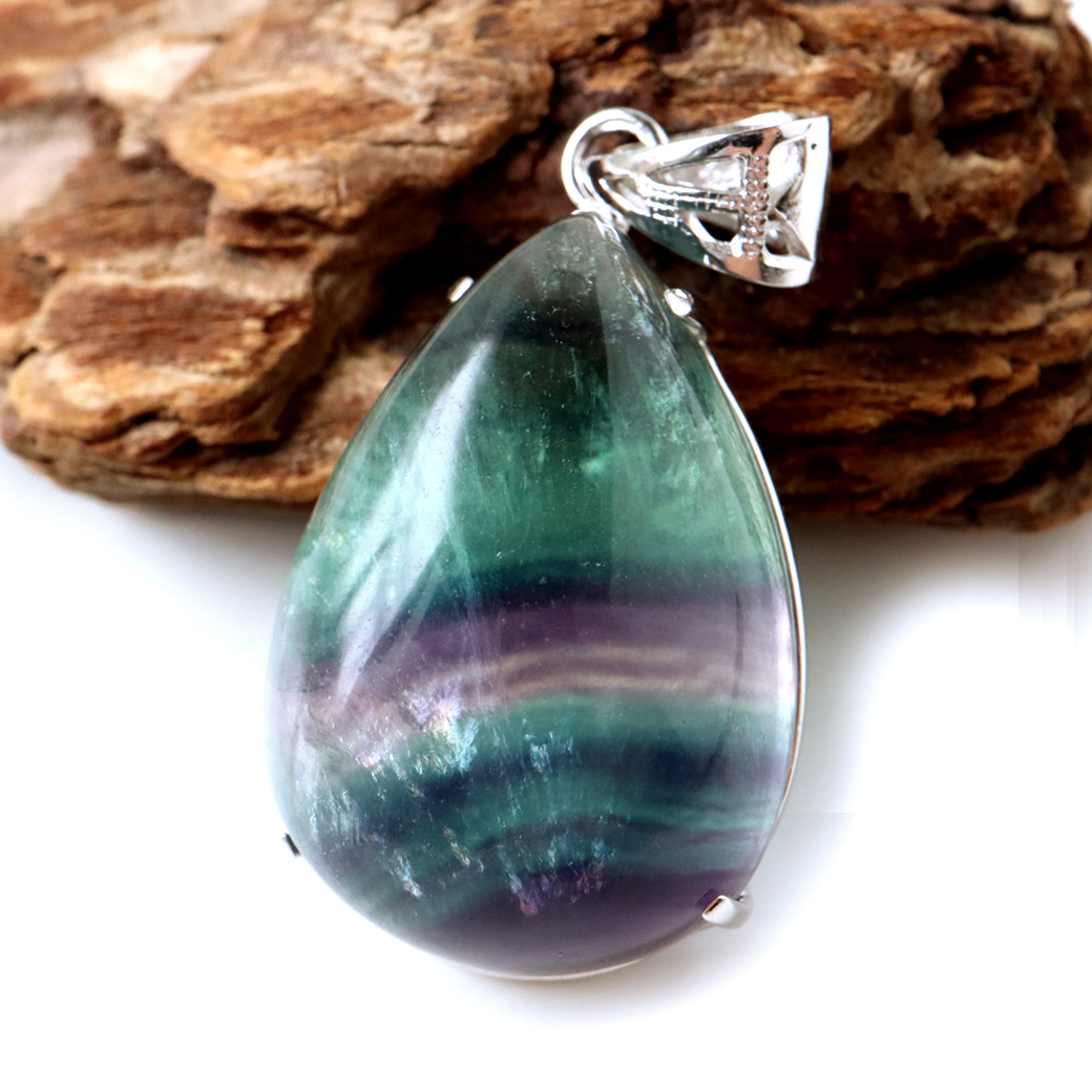 フローライト ネックレス Silver925 天然石 1点物 ペンダント 蛍石 マルチカラー