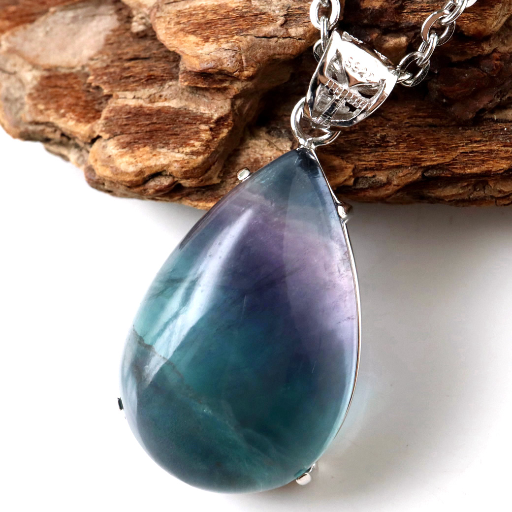 フローライト ネックレス Silver925 天然石 1点物 ペンダント 蛍石 マルチカラー