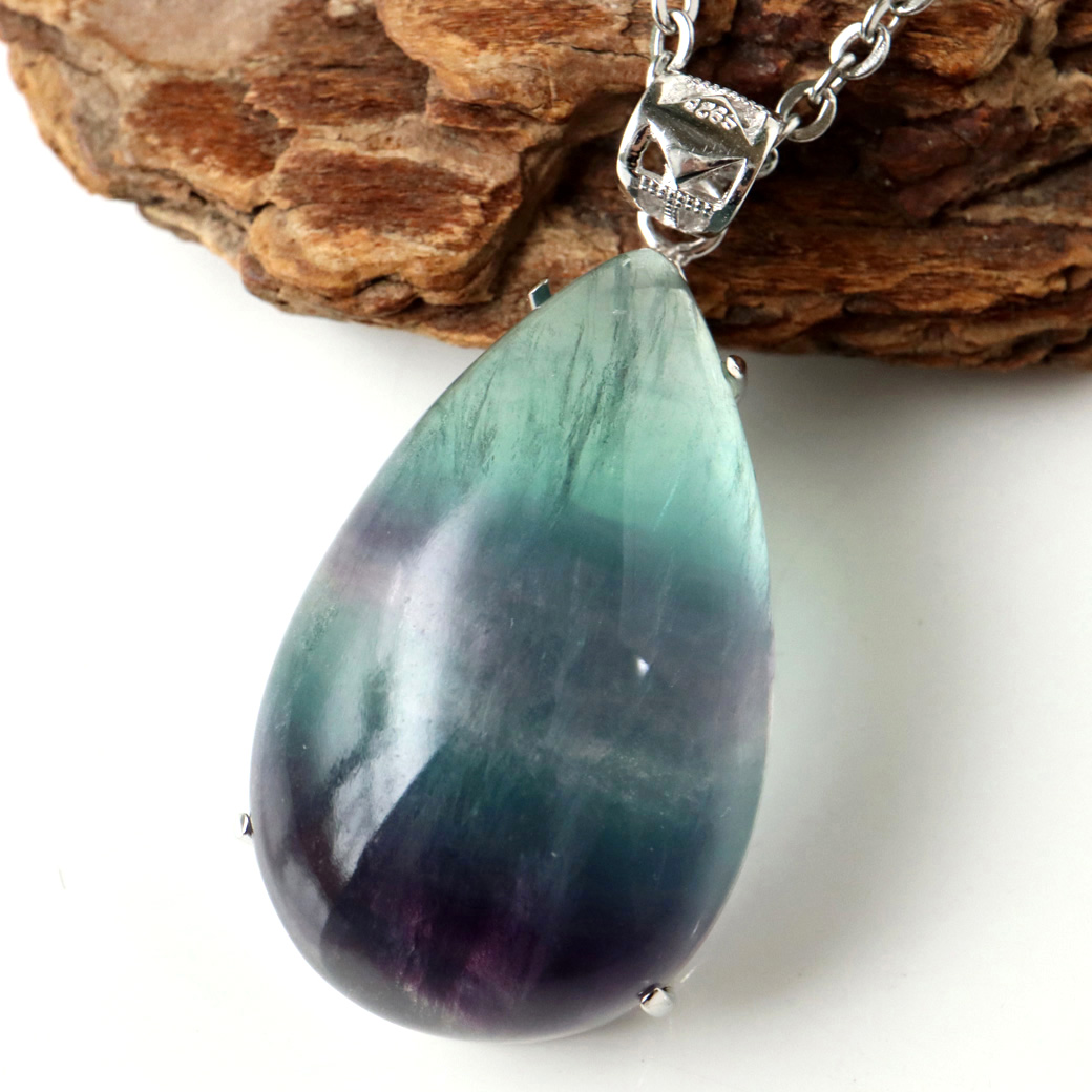 フローライト ネックレス Silver925 天然石 1点物 ペンダント 蛍石 マルチカラー