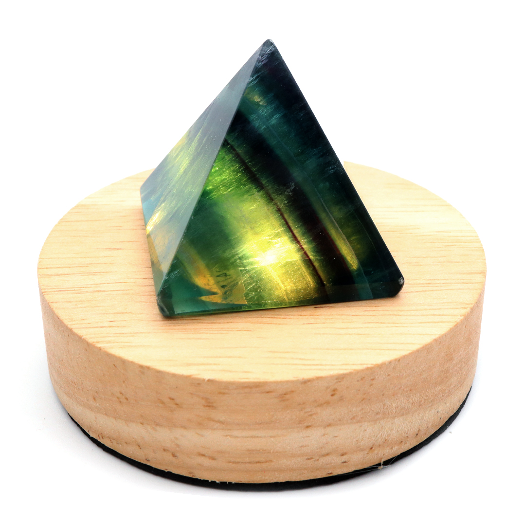フローライト ピラミッド LEDライト付き 癒し グッズ 空間 幻想的 照明 手のひらサイズ 1点もの レインボー 蛍石 パワーストーン 天然石
