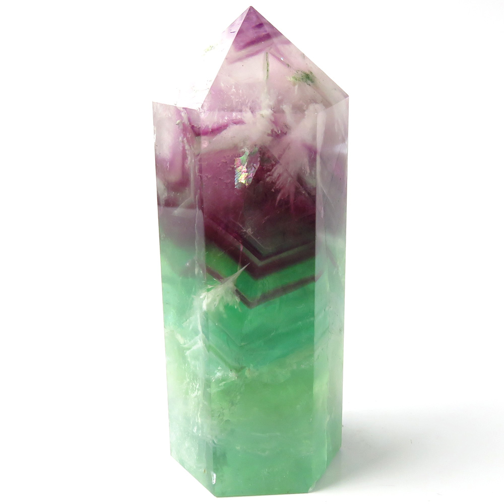 エンジェルフェザー入り フローライト 六角柱 天然石 パワーストーン