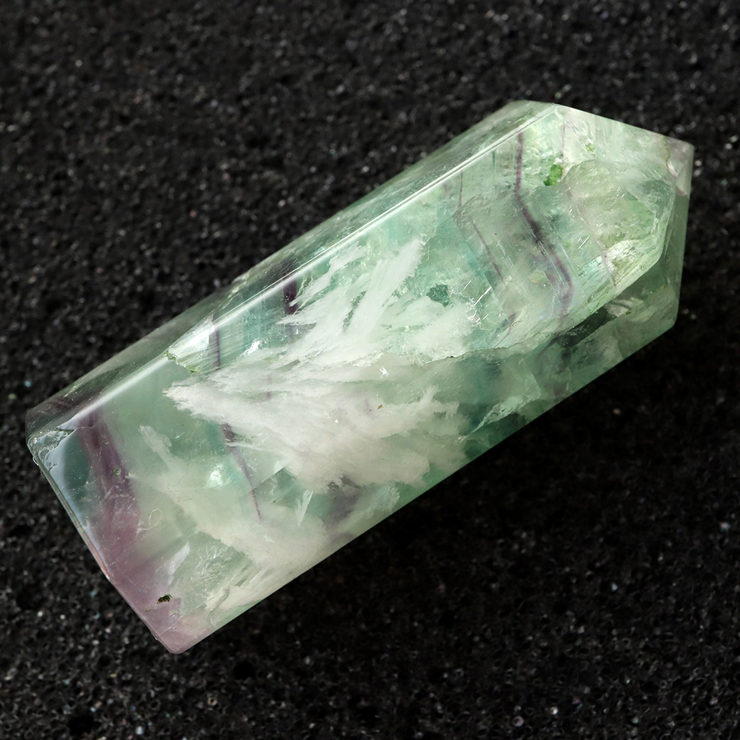 エンジェルフェザー フローライト 六角柱 ポイント 手のひらサイズ