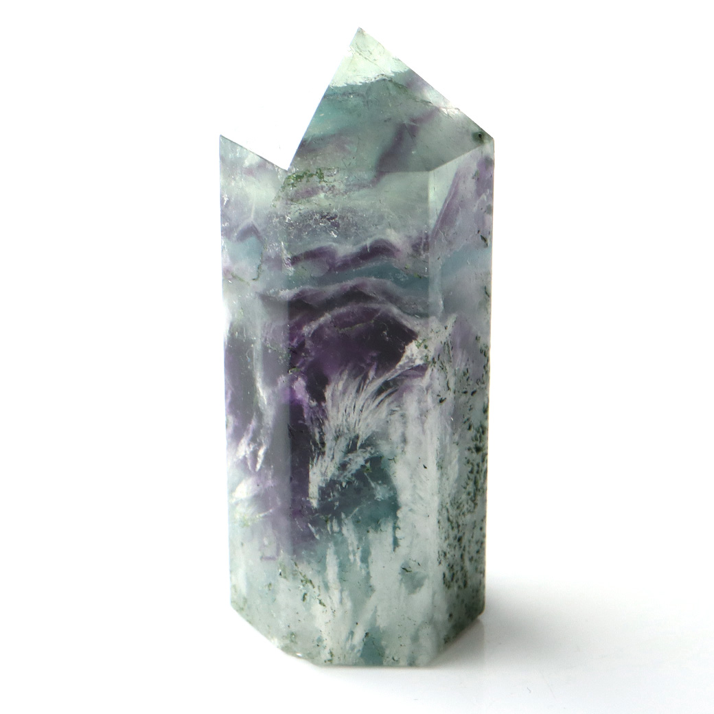 エンジェルフェザー フローライト 六角柱 ポイント 手のひらサイズ