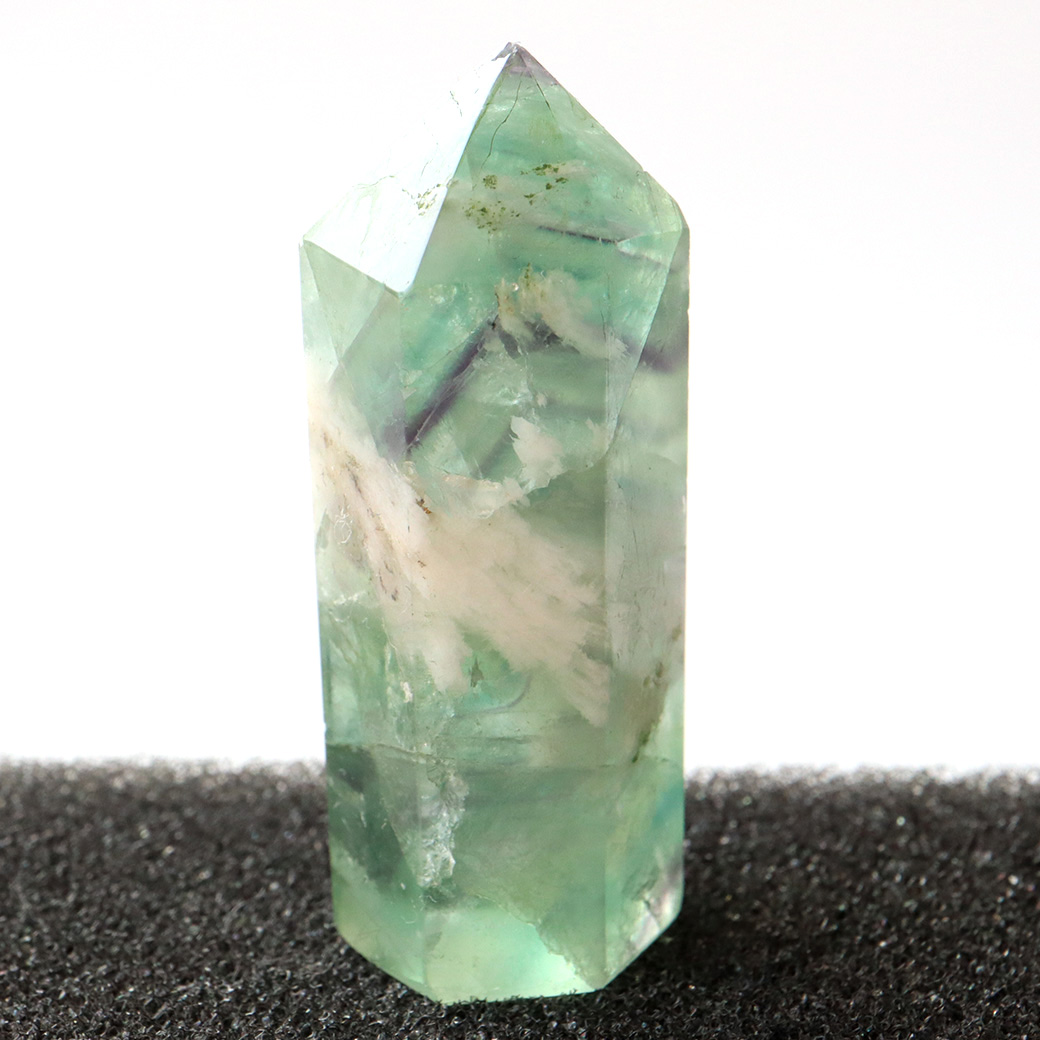 エンジェルフェザー フローライト 六角柱 ポイント 手のひらサイズ