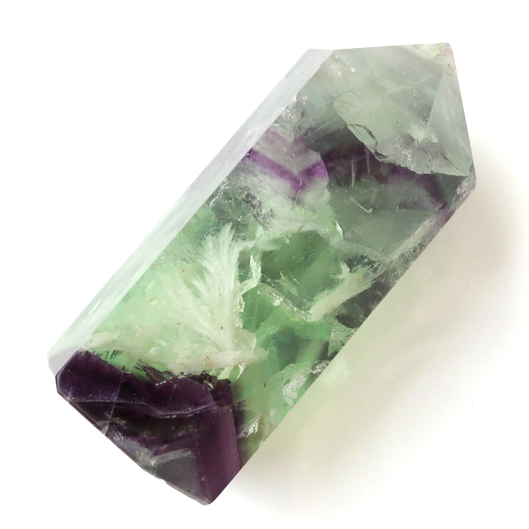 エンジェルフェザー フローライト 六角柱 ポイント 手のひらサイズ