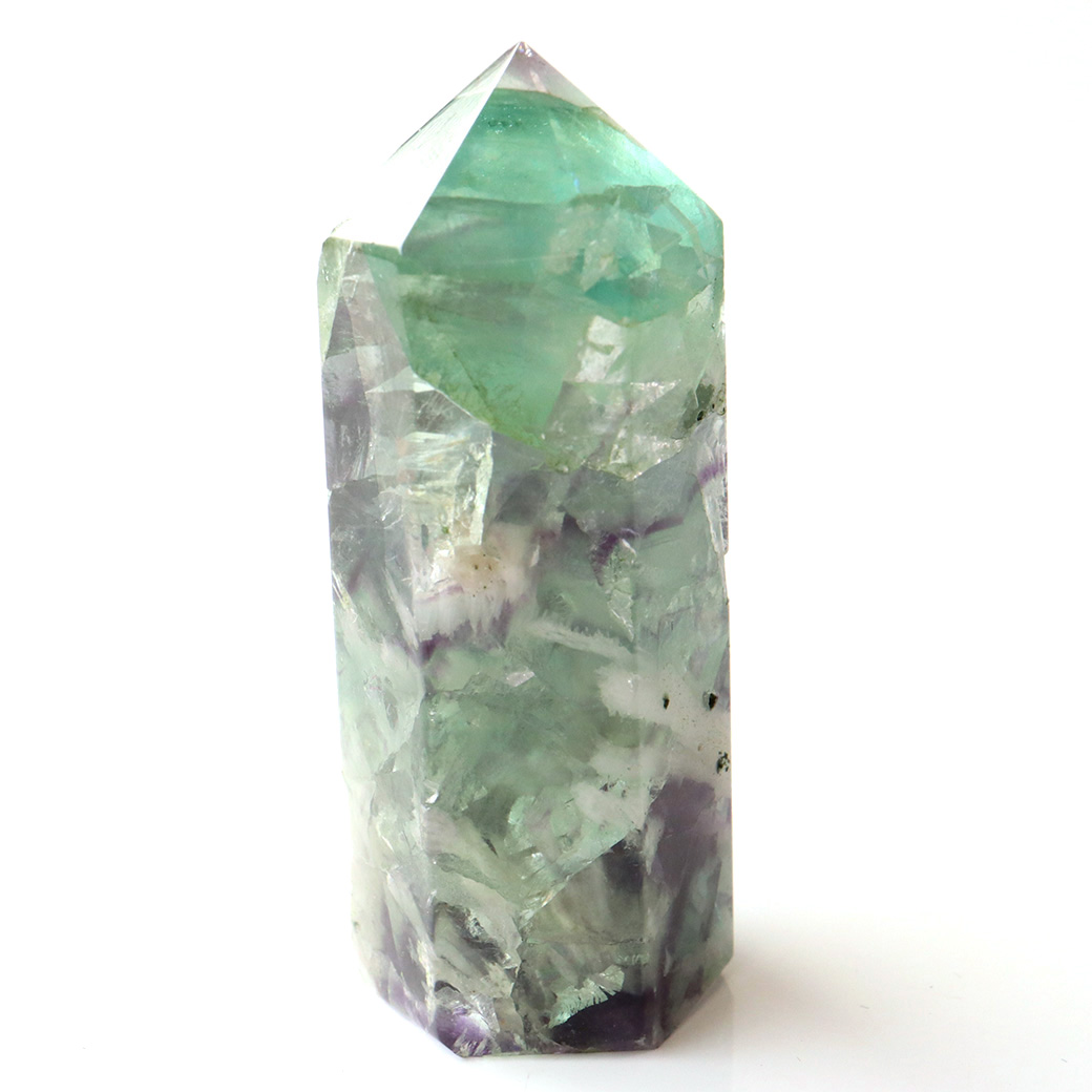 エンジェルフェザー フローライト 六角柱 ポイント 手のひらサイズ