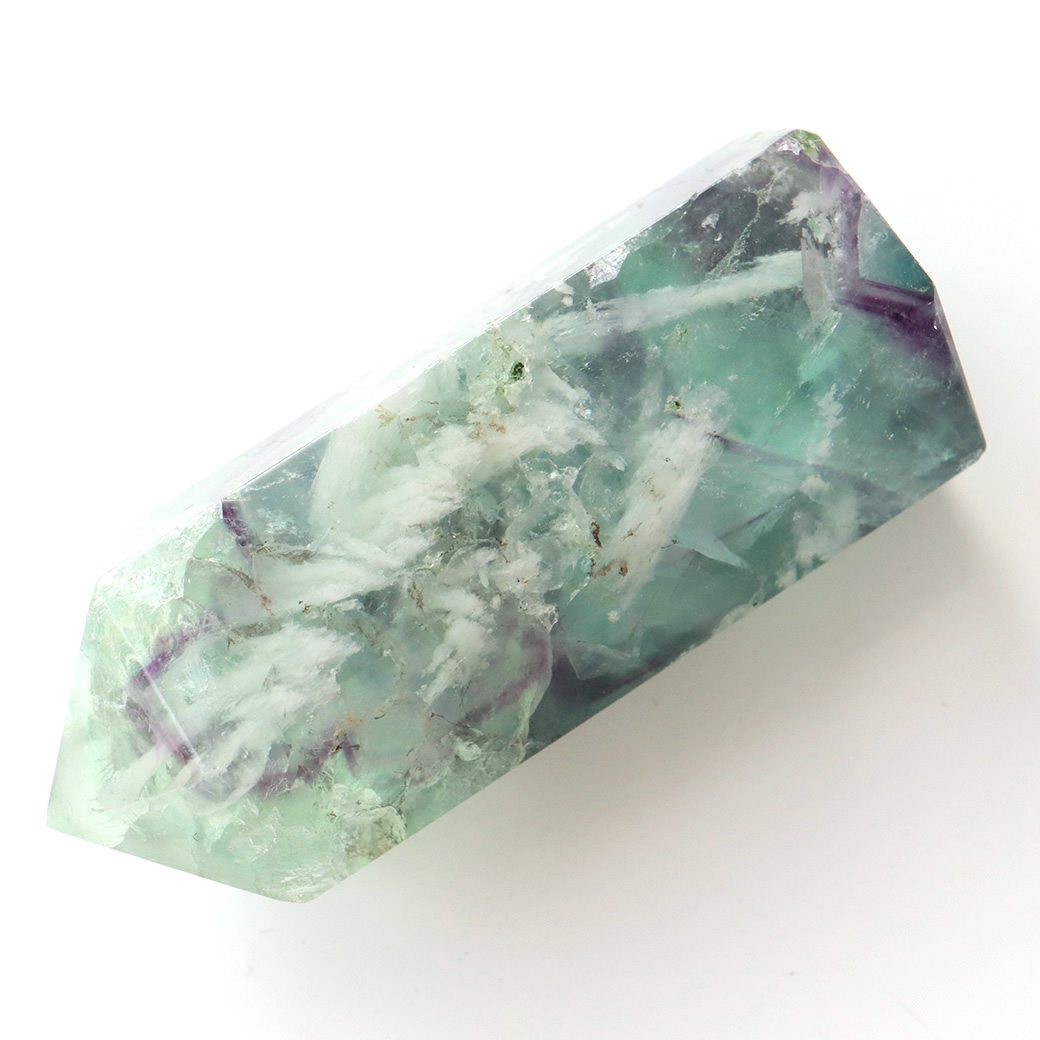 エンジェルフェザー フローライト 六角柱 ポイント 手のひらサイズ