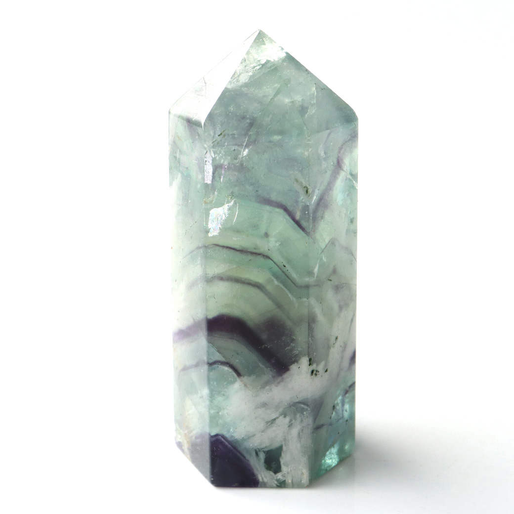 エンジェルフェザー フローライト 六角柱 ポイント 手のひらサイズ