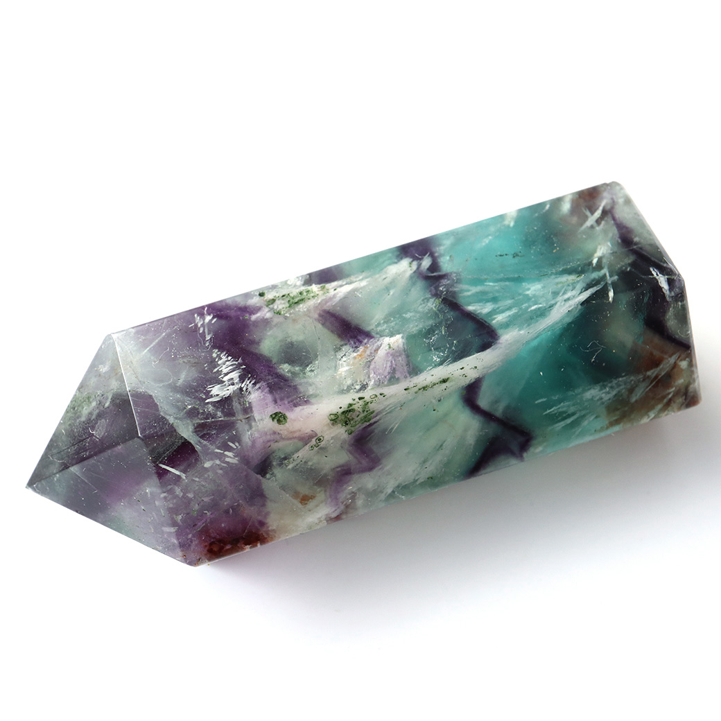 エンジェルフェザー フローライト 六角柱 ポイント 手のひらサイズ