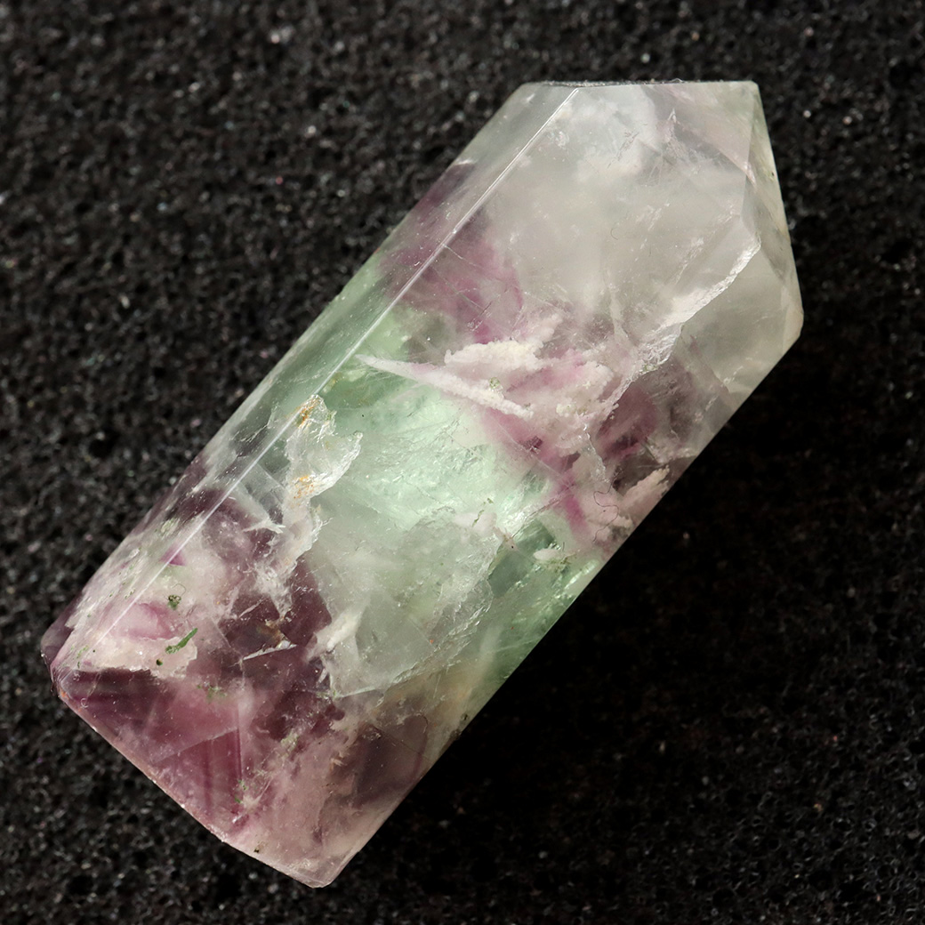 エンジェルフェザー フローライト 六角柱 ポイント 手のひらサイズ