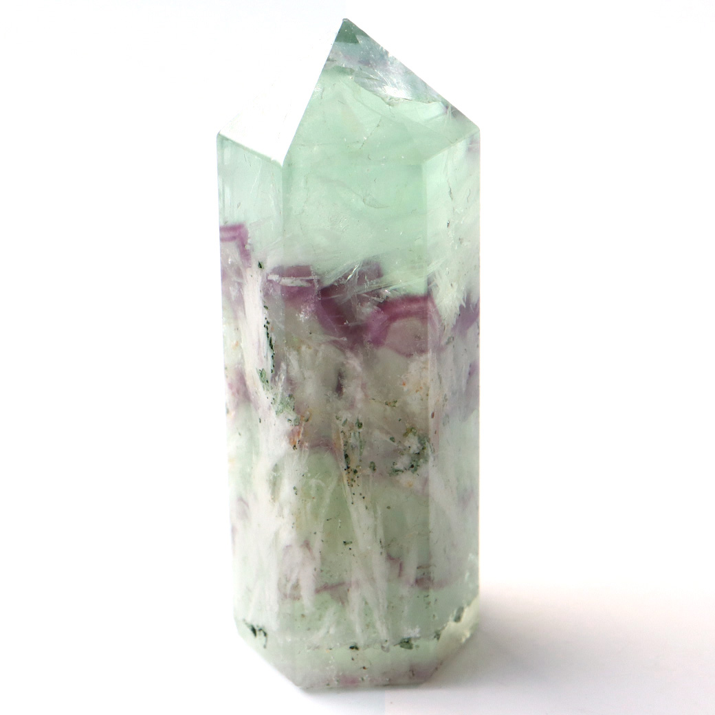 エンジェルフェザー フローライト 六角柱 ポイント 手のひらサイズ