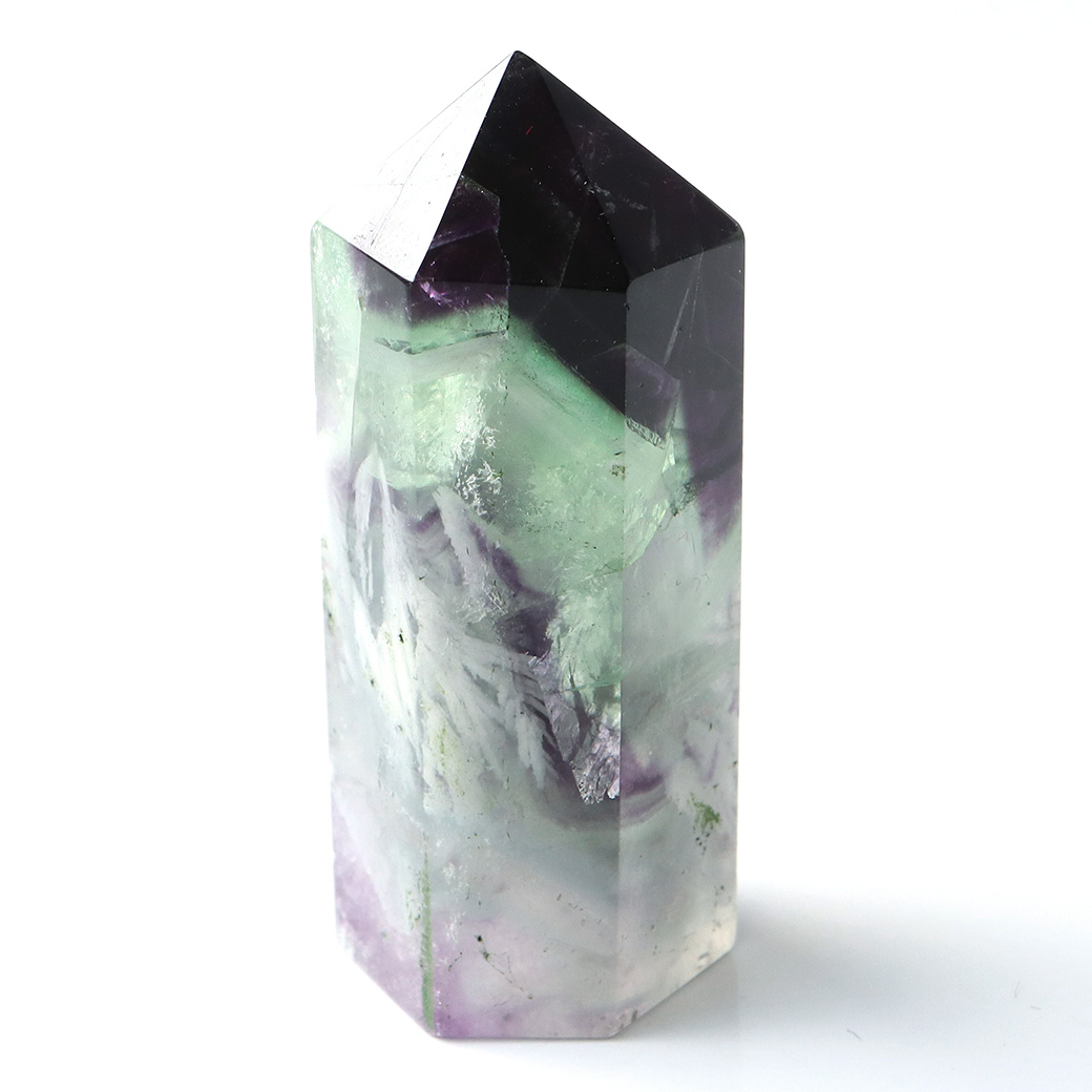 エンジェルフェザー フローライト 六角柱 ポイント 手のひらサイズ